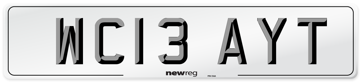 WC13 AYT Number Plate from New Reg